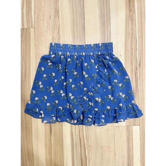 Another Look Floral Ruffle Mini Skirt Size 10  Blue - Picture 1 of 4